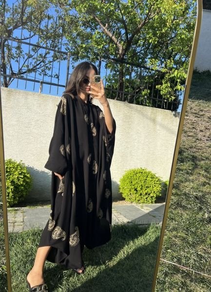 Siyah İşlemeli Tunik Elbise