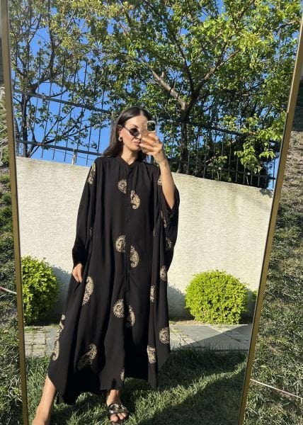 Siyah İşlemeli Tunik Elbise