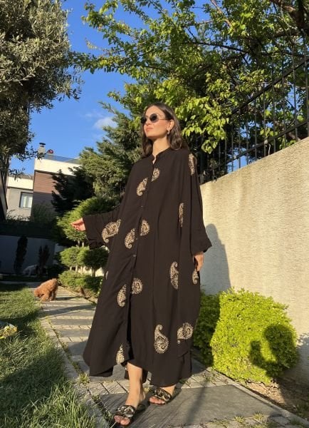 Siyah İşlemeli Tunik Elbise