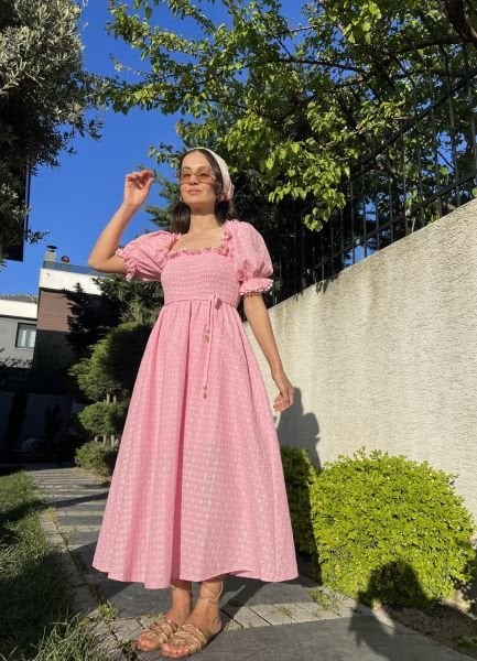 Gipeli Fisto Elbise-Pembe