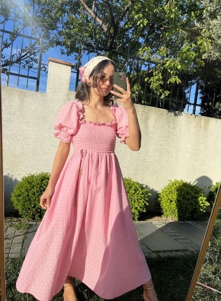 Gipeli Fisto Elbise-Pembe