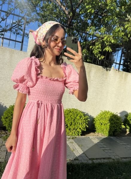 Gipeli Fisto Elbise-Pembe