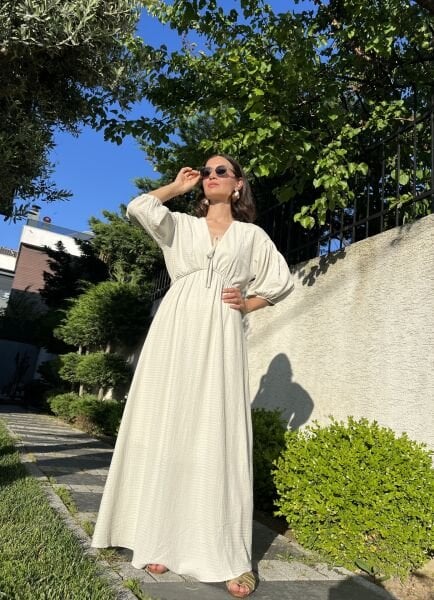 Su Yeşili Önü Bağlamalı Elbise