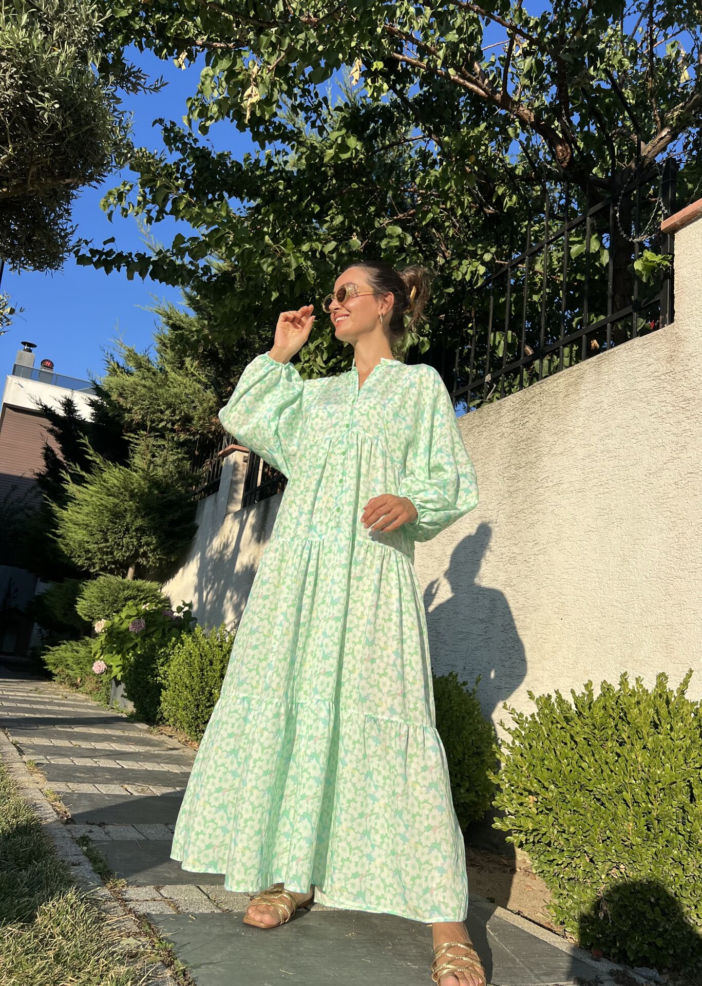 Mint Çıtır Desen Elbise