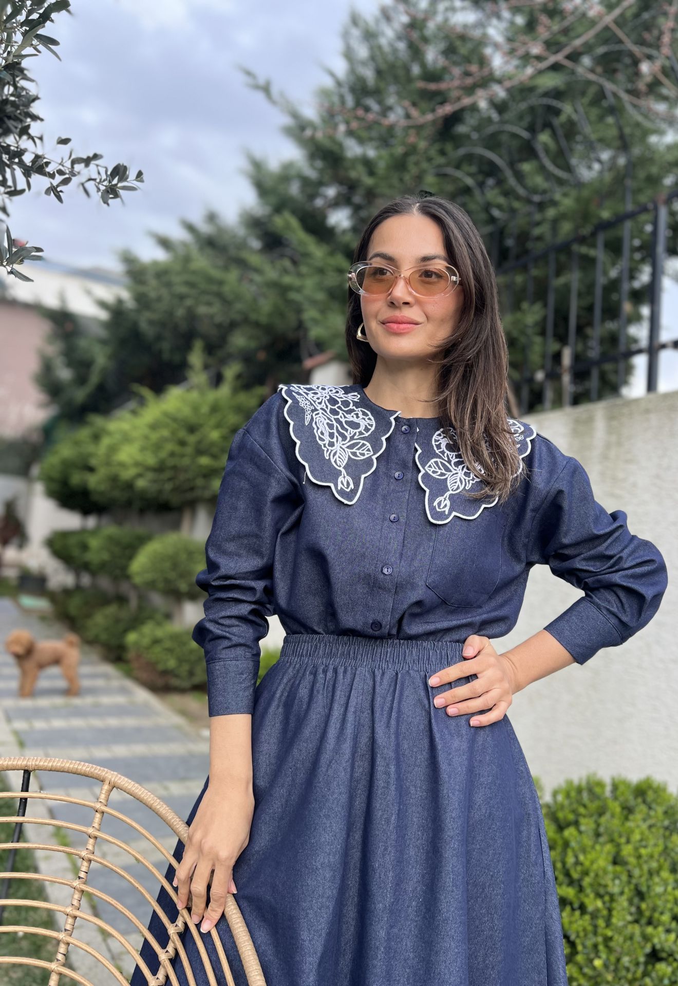 Etekli Denim Takım