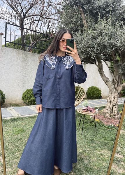 Etekli Denim Takım