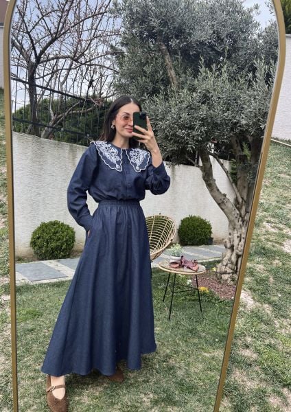 Etekli Denim Takım