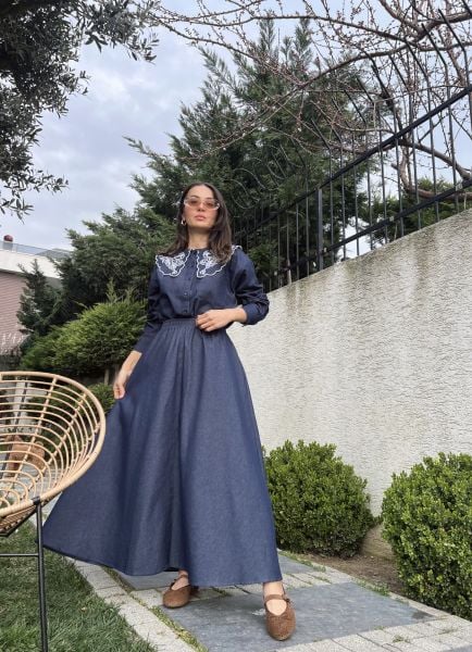 Etekli Denim Takım