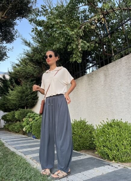 Orj.Marka Modal Kumaş Şalvar- Antrasit