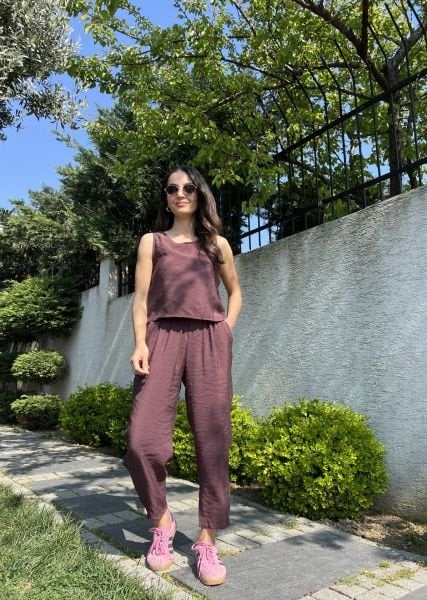 Sıfır Kol Tensel Takım-Mürdüm