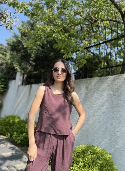 Sıfır Kol Tensel Takım-Mürdüm